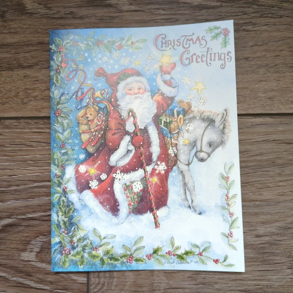 Vtg Y2K Main Street Press Santa Christmas Cards Sherri Buck Baldwin 19 Count